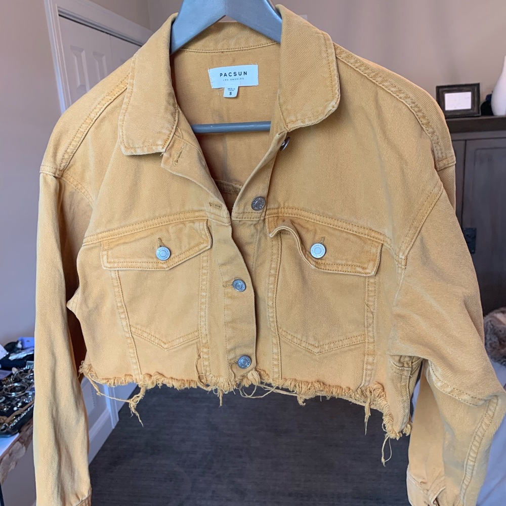 cropped mustard yellow jean jacket